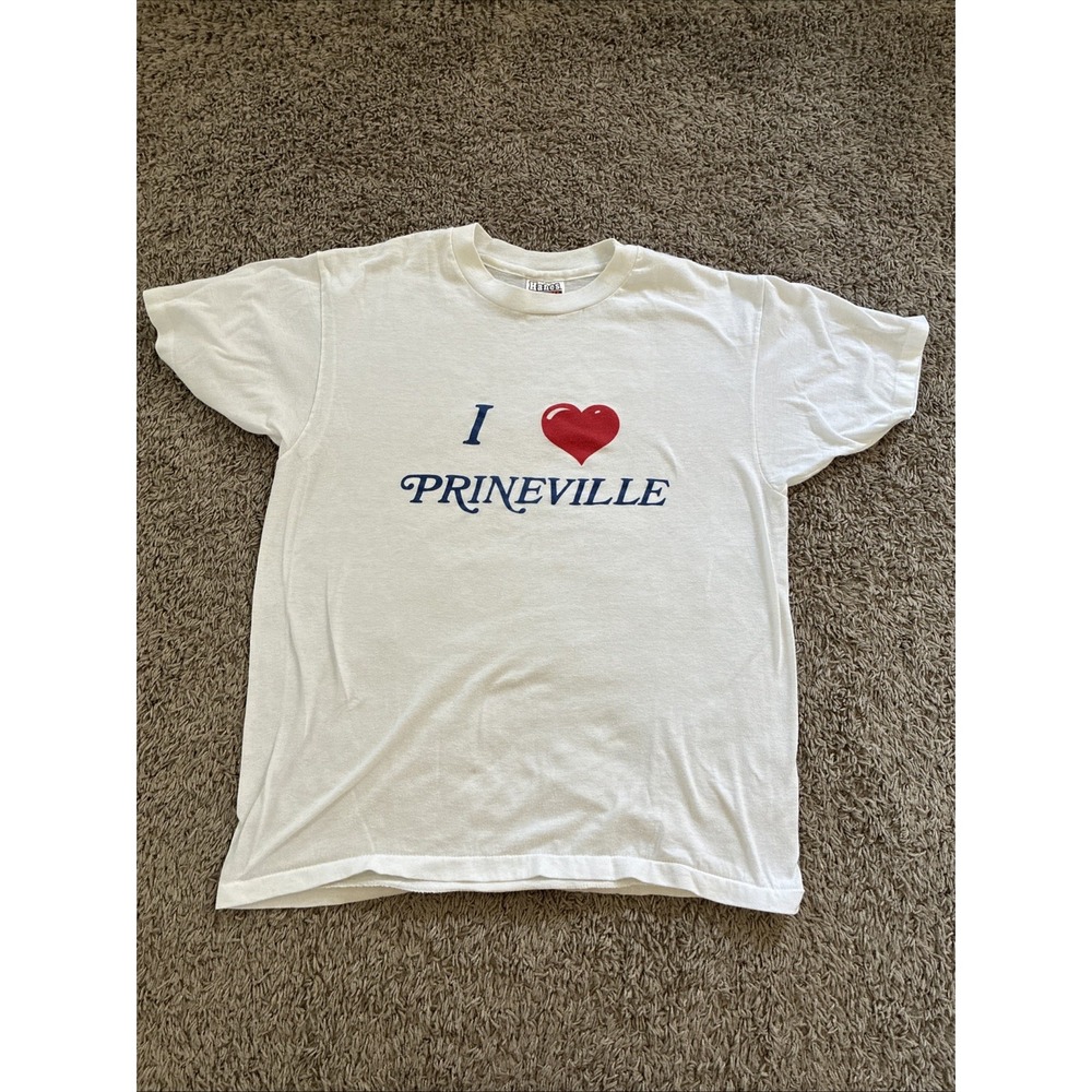 Vintage 80s 90s Hanes 50-50 Combined L Large I Love Princeville Oregon Made USA